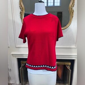 NWT Vintage White Stag Knit Patriotic Star Sweater‎ Top USA Made Sz L 12/14